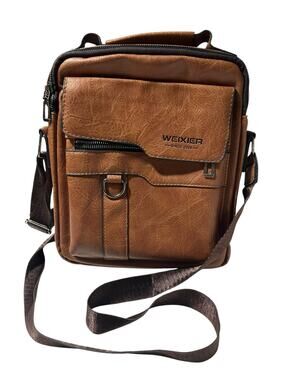 Weixer Crossbody Men’s Shoulder Bag Vintage Leather Vertical Hand Business